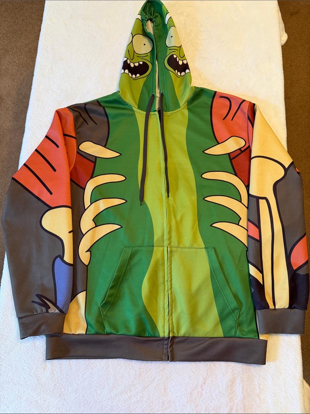 Kids Green Cartoon Zip-Up Hoodie Jacket
